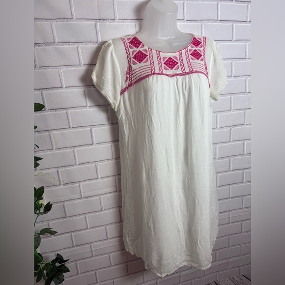 WEST 36 White mini Dress with Pink Embroidery/size M - Picture 5 of 9